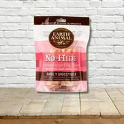 Earth Animal No-Hide Wholesome Salmon Chew bag with natural dog treats for healthy chewing