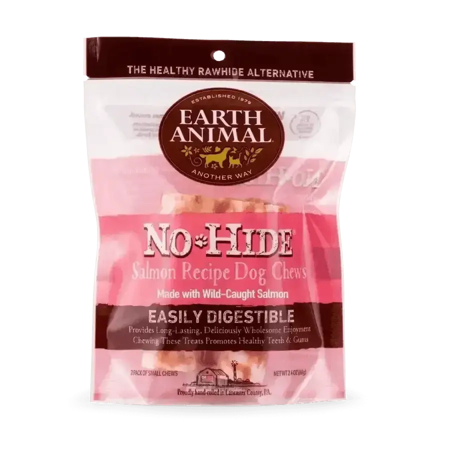 Earth Animal No-Hide Wholesome Salmon Chew bag for dogs, natural salmon treat