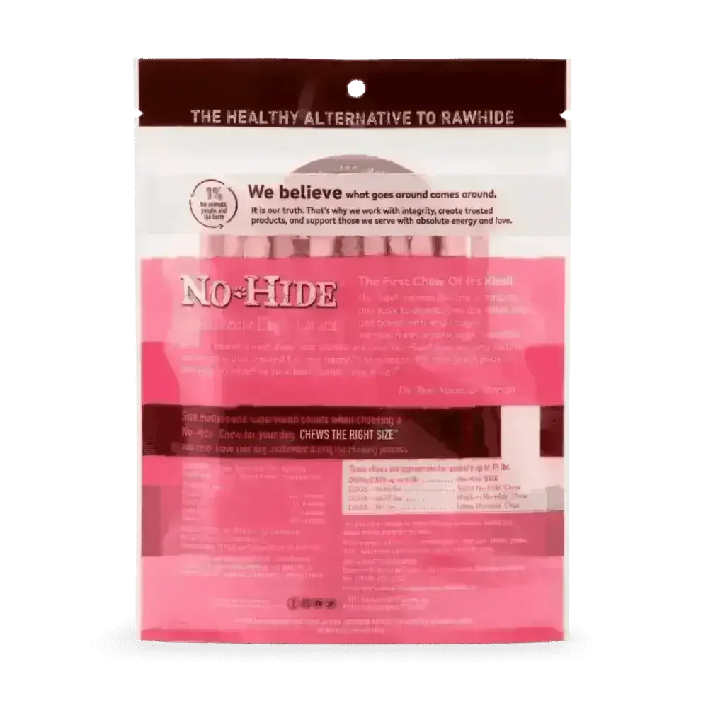 Pink and brown Earth Animal No-Hide Wholesome Salmon Stix treat bag
