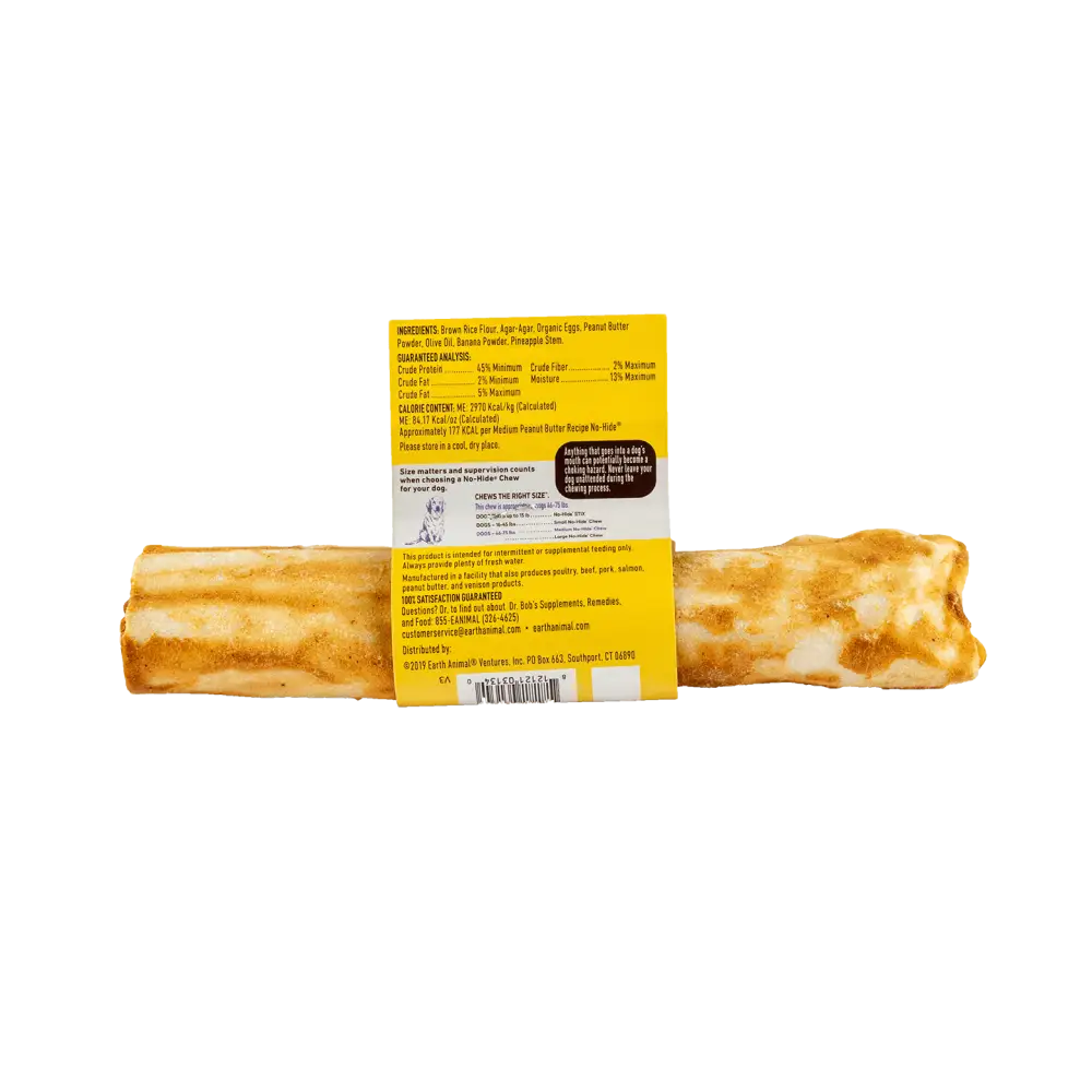 Earth Animal No-Hide medium peanut butter chew with yellow cheese stick design