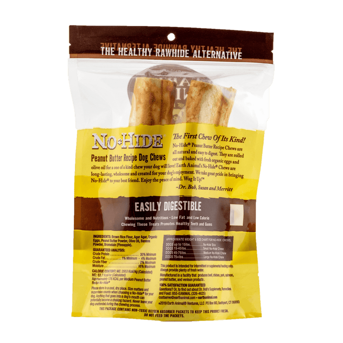 Earth Animal No-Hide Peanut Butter Medium Chews 2pk - Natural Dog Chew