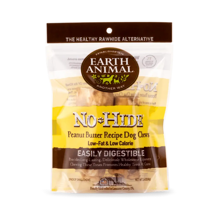 Earth Animal No-Hide Peanut Butter Small Chews 2pk - Natural Dog Chew