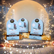 Earth Animal No-Hide The Feast Christmas Limited Edition dog treat packaging with rustic log design