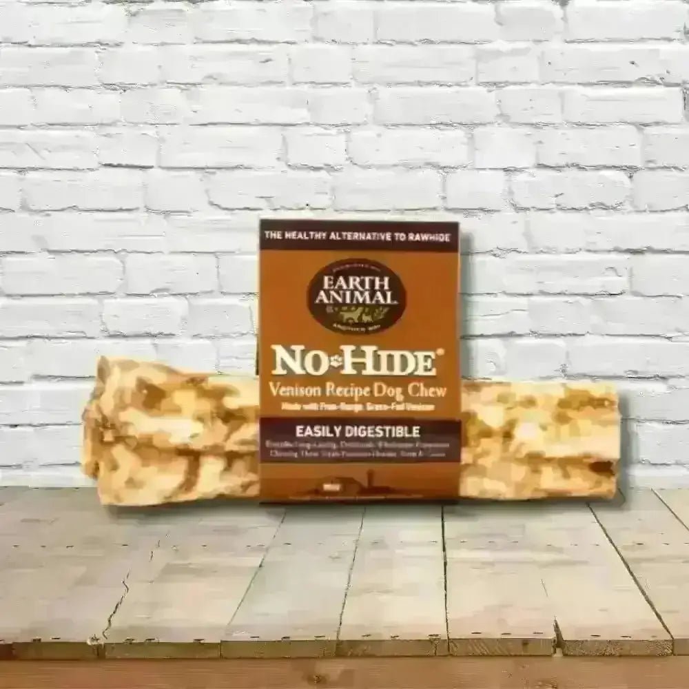 Earth Animal No-Hide Venison Chew for dogs, made with free-range deer meat and easily digestible