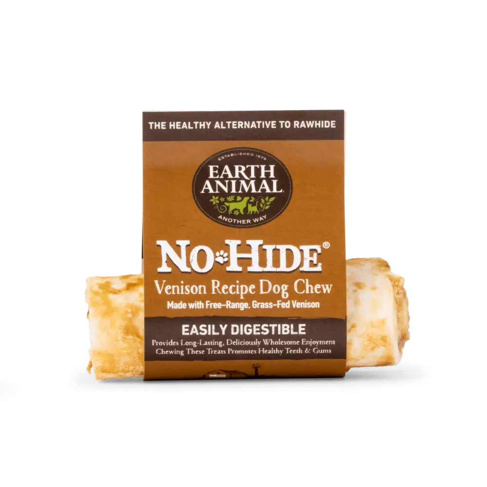 Earth Animal No-Hide Venison Chew for small dogs, easily digestible, made with free-range venison