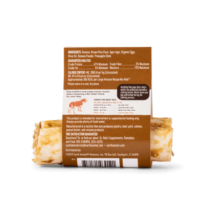 Earth Animal No-Hide Venison Chew - Small - Natural Dog Chew