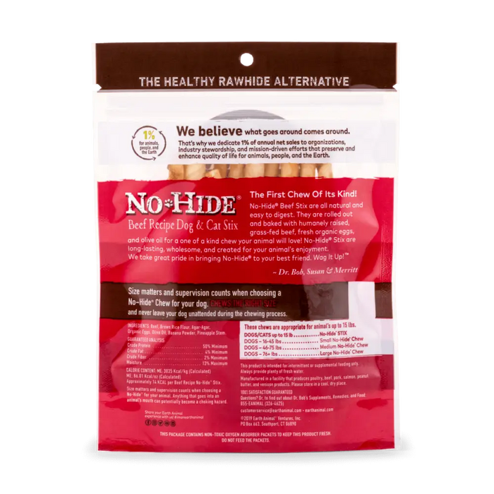 Earth Animal No-Hide Wholesome Beef Stix - Natural Dog Chew