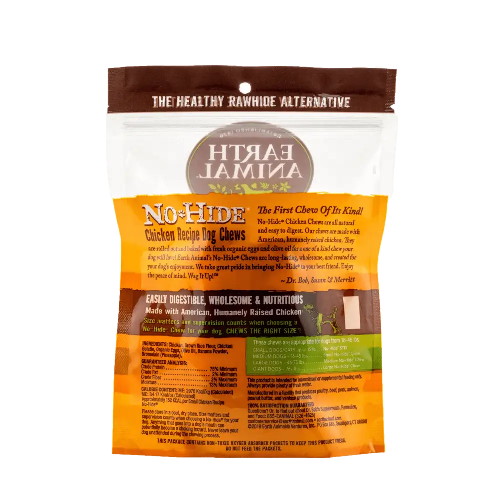 Earth Animal No-Hide Wholesome Chicken Chew 2-Pack Packaging