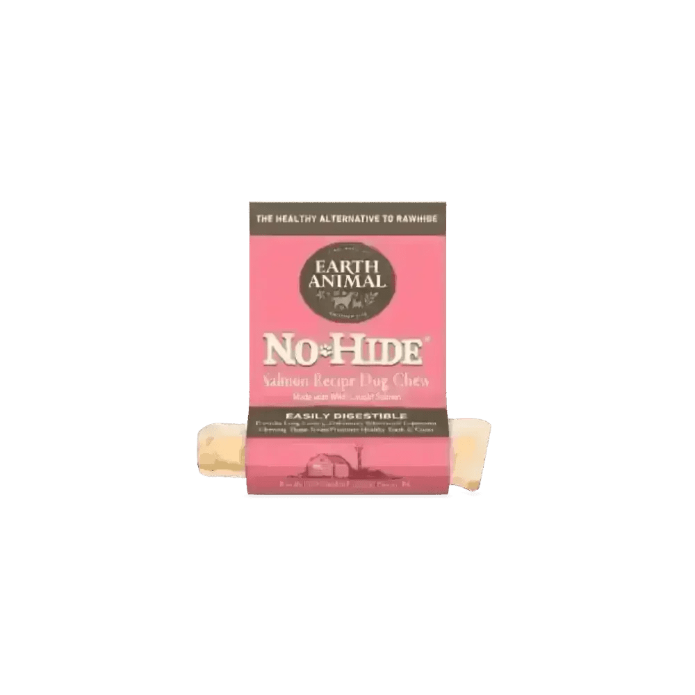 Earth Animal No-Hide Salmon Chew packaging for small dog treats with natural ingredients