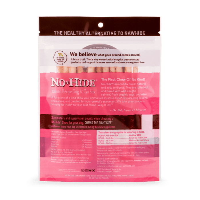 Earth Animal No-Hide Wholesome Salmon Stix - Natural Dog Chew