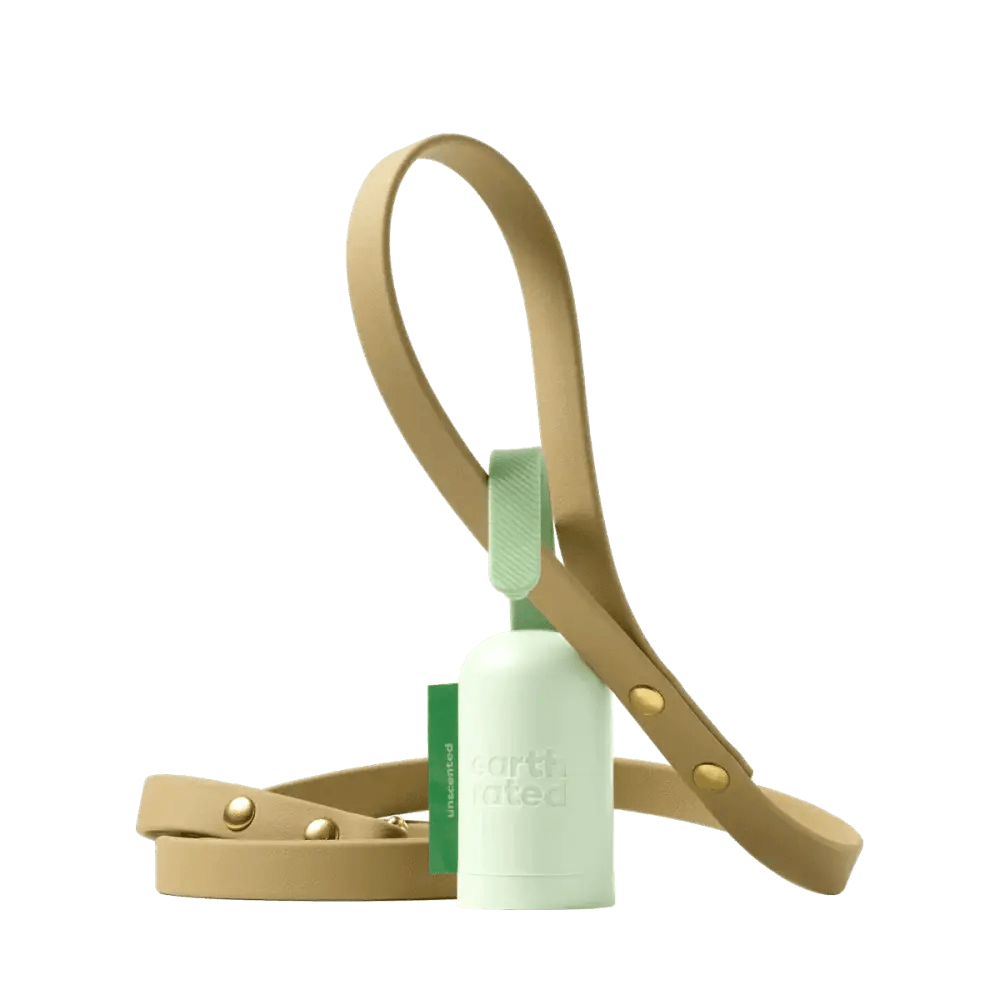 Earth Rated cream leather bracelet with gold hardware and green accents