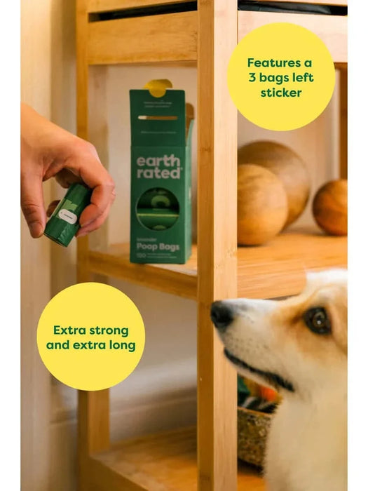 Earth Rated Poop Bags Unscented - 120 Bags on 8 Refill Rolls