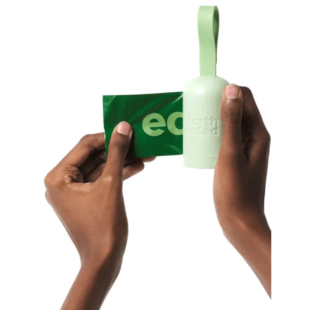 Eco-friendly green tape dispenser with refill rolls for Earth Rated poop bags