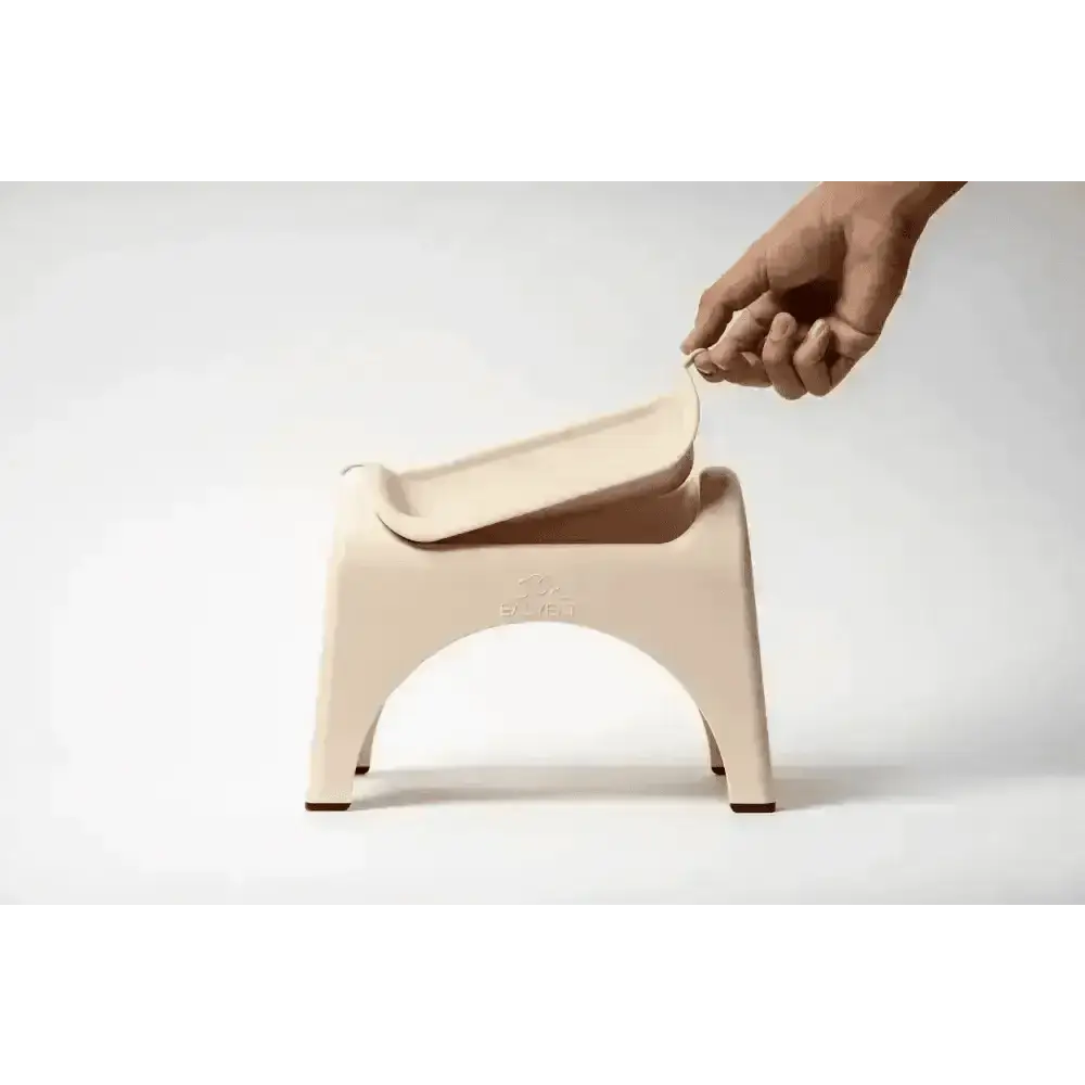 EasyEat 2.0 beige plastic step stool with ergonomic lift-off footrest