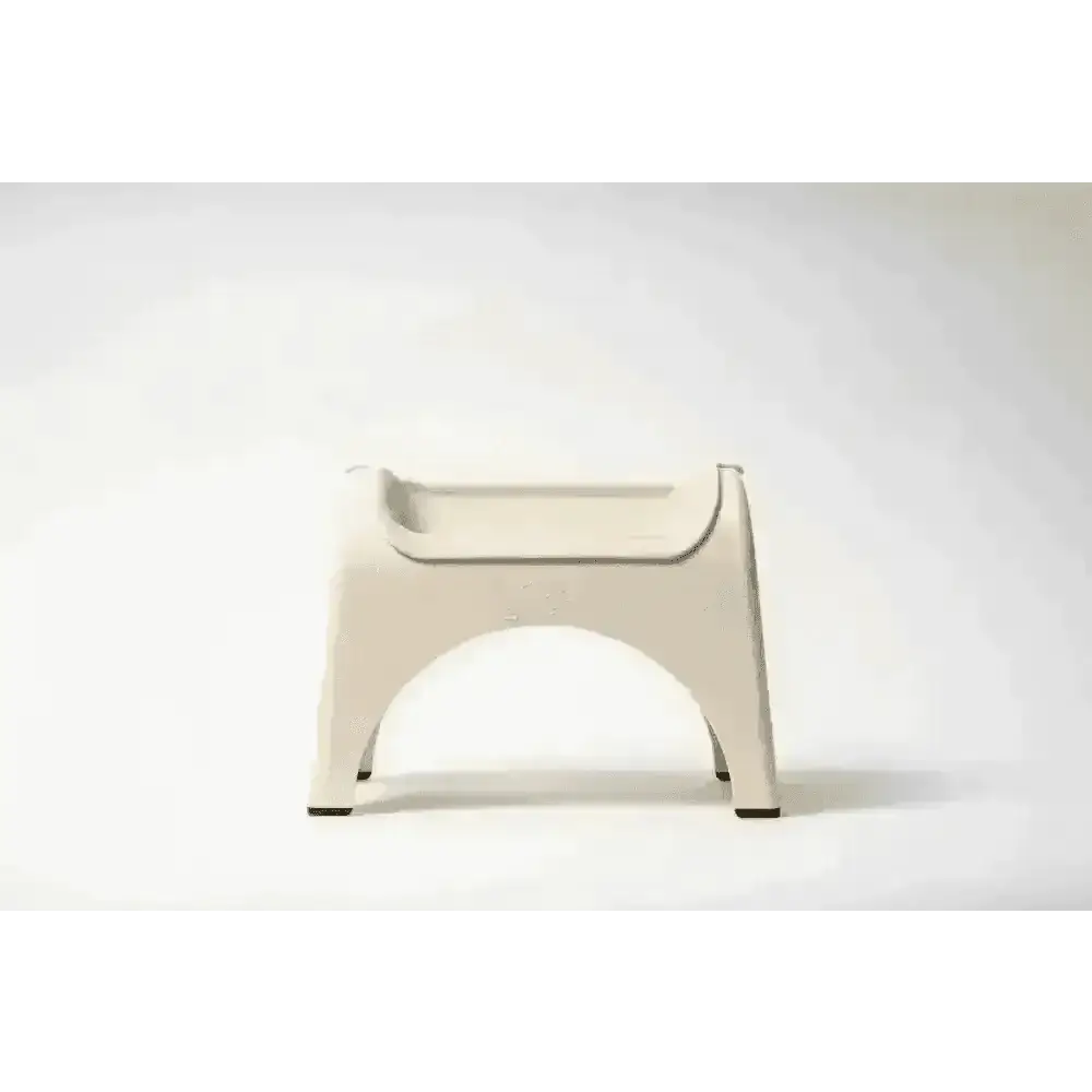 EasyEat 2.0 beige plastic step stool with curved seat and arched legs