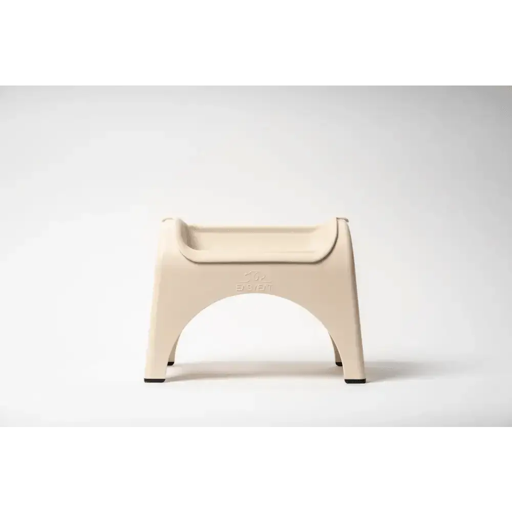 EasyEat 2.0 beige plastic step stool with curved seat and arched legs
