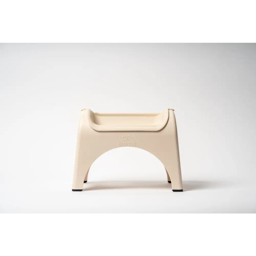EasyEat 2.0 beige plastic step stool with curved seat and arched legs