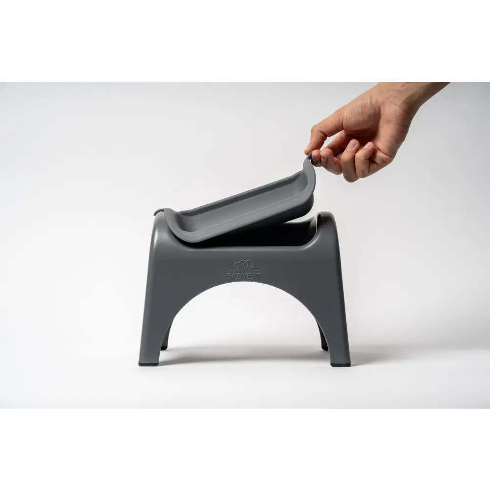 EasyEat 2.0 Charcoal Grey step stool with hinged tray for pet feeding
