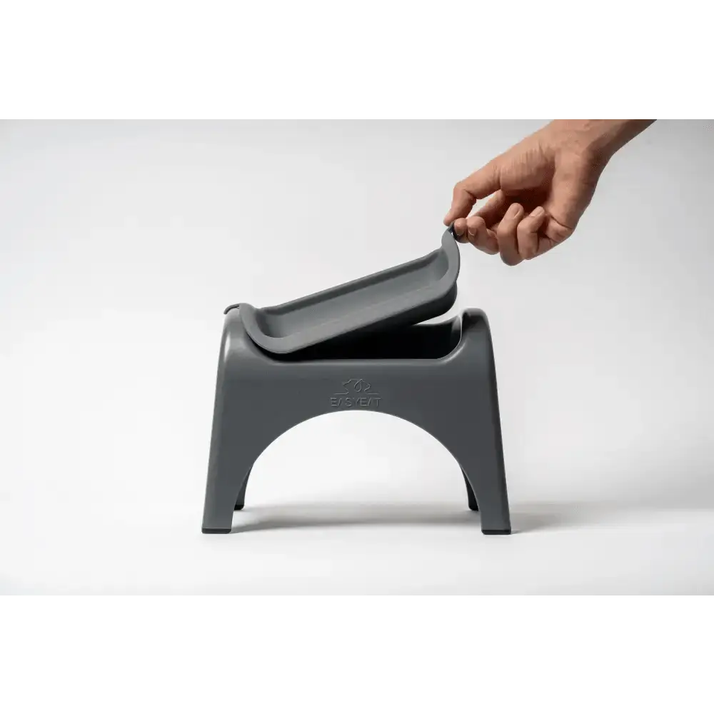 EasyEat 2.0 Charcoal Grey step stool with hinged tray for pet feeding