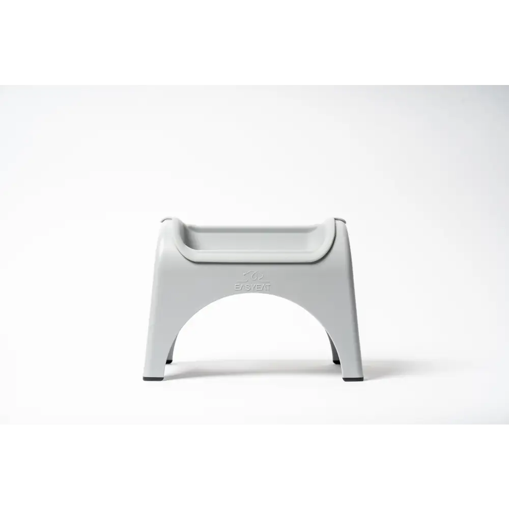 Gray EasyEat 2.0 step stool with curved seat and sturdy legs
