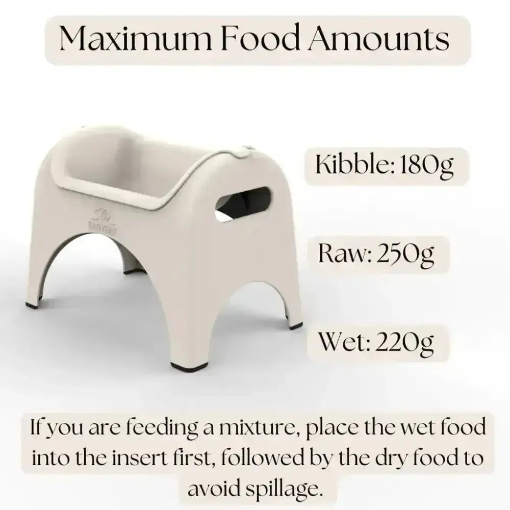 EasyEat 2.0 Steel Grey beige plastic pet feeding station with curved seat and handles