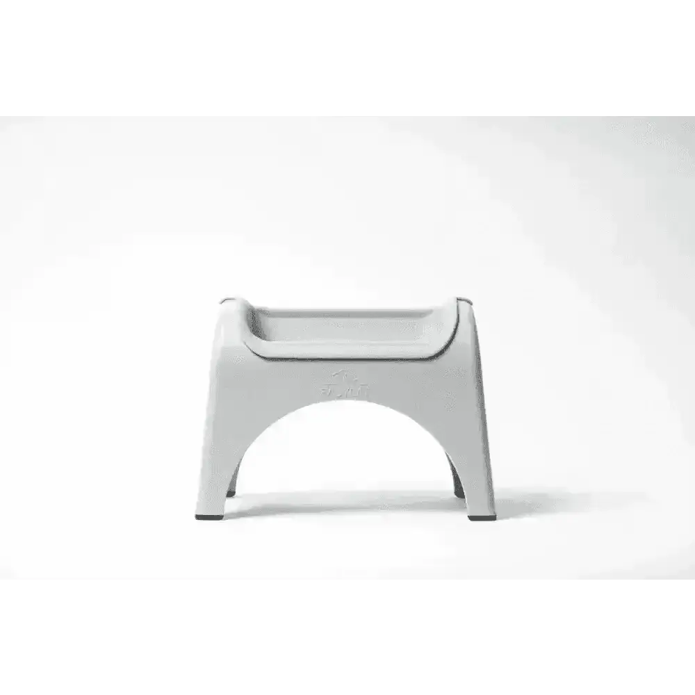 Gray EasyEat 2.0 step stool with curved seat and sturdy legs