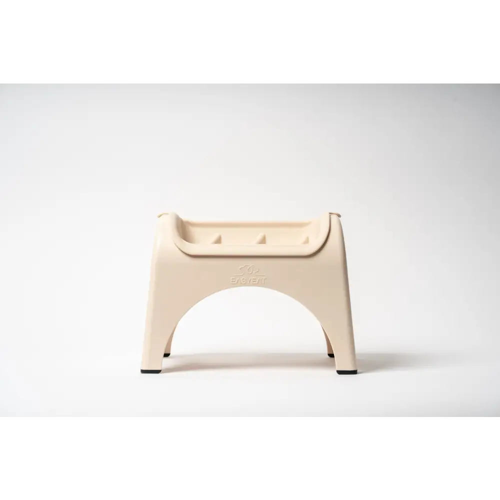 Beige EasyEat slow feeder pet step stool with molded footrest