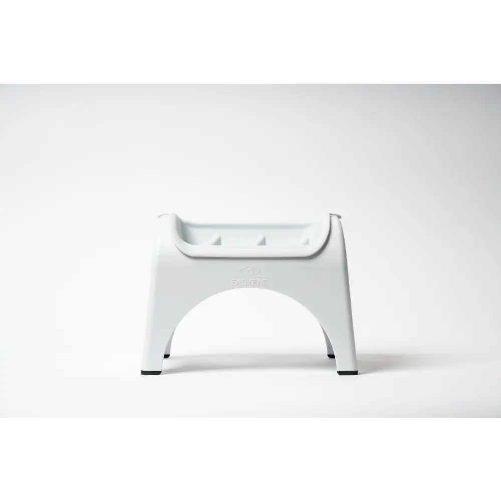 White EasyEat Slow Feeder pet station with curved sides and rubber feet