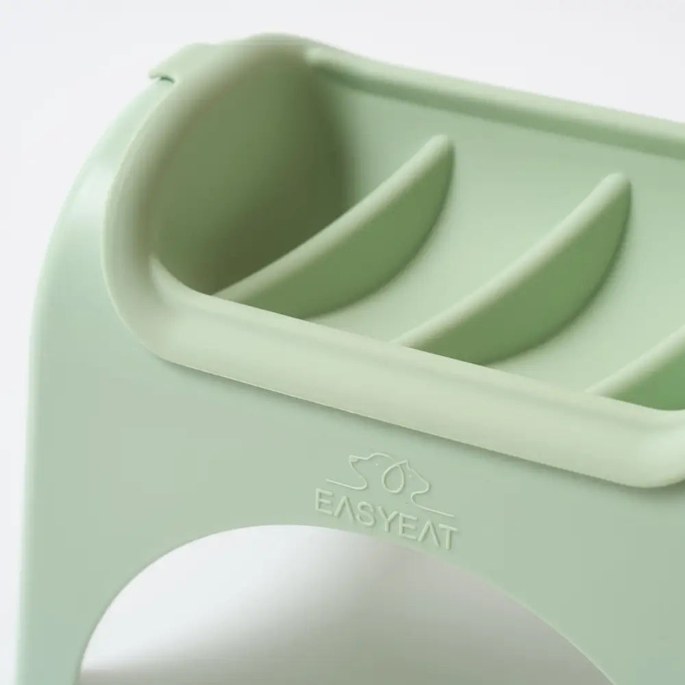 Mint green EasyEat slow feeder silicone soap dish with curved slots