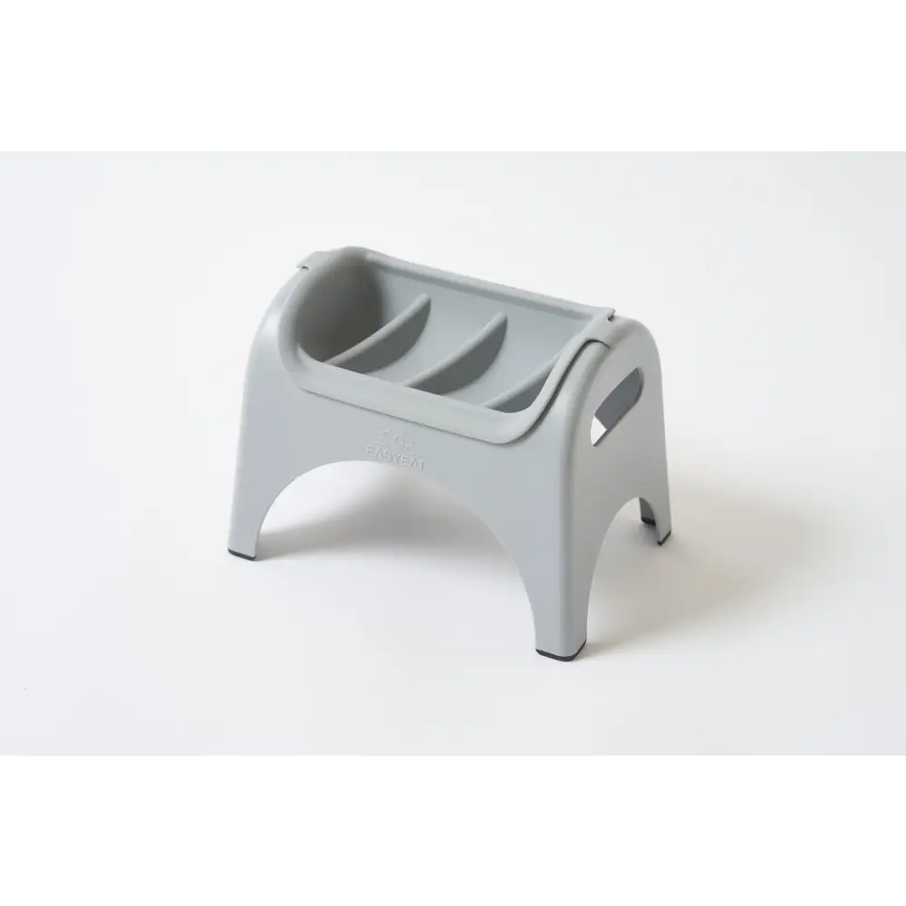 Gray EasyEat slow feeder step stool with footrest and handles