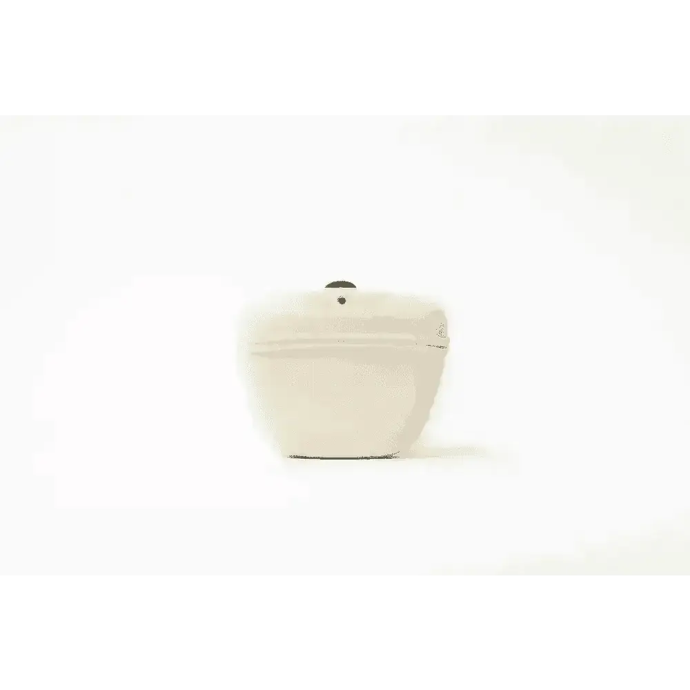 Cream-colored silicone dog treat bag with sleek curve and black top button