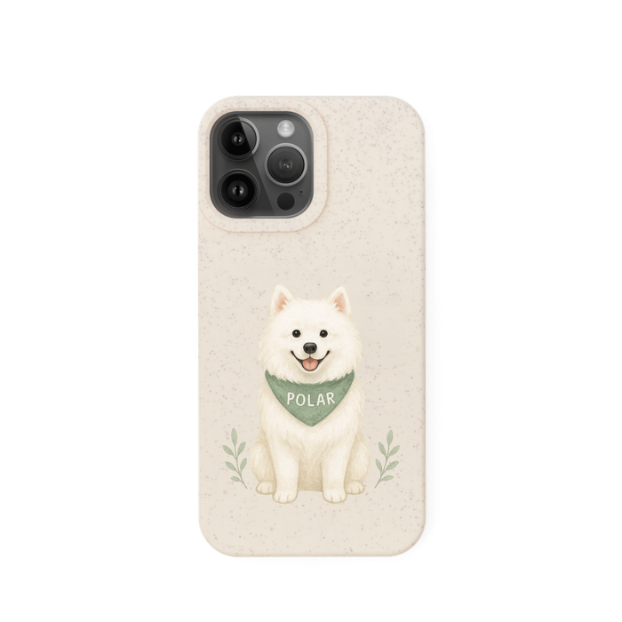Eco-Friendly Custom Dog Portrait Phone Case – Personalised & Biodegradable - Samoyed / Back cover