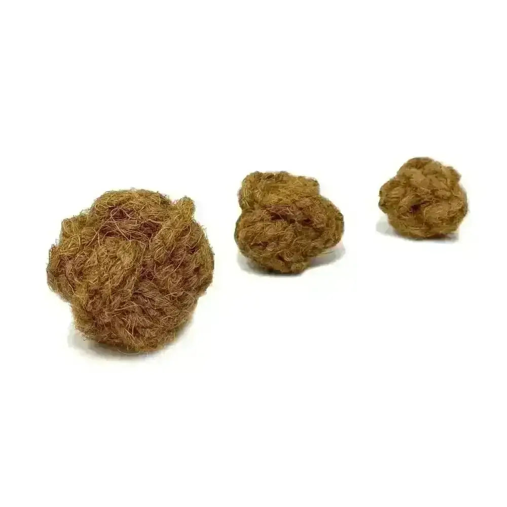 Eco friendly coconut husk chew ball, brown textured natural fiber yarn toy