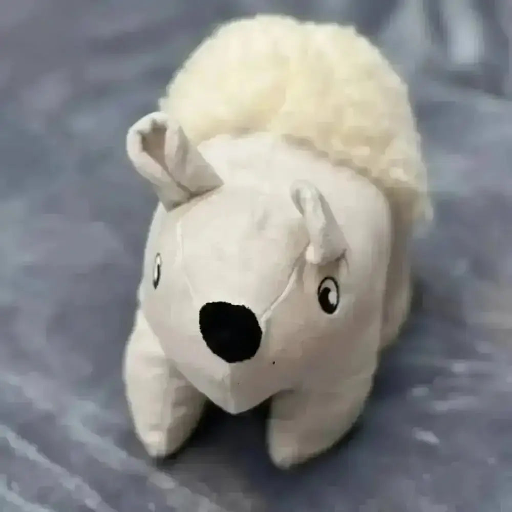 Eco polar bear plush dog toy with white hedgehog design, recycled materials