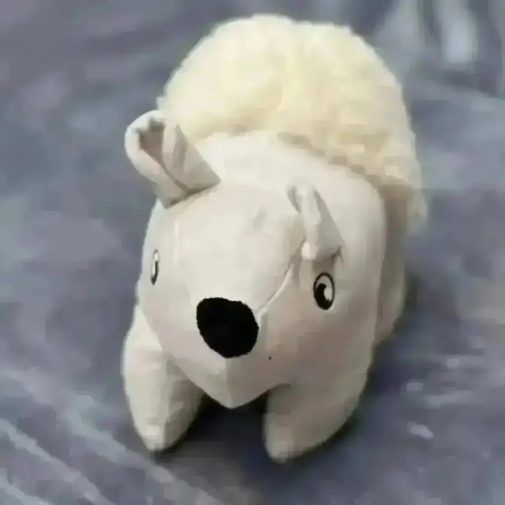 Eco polar bear plush dog toy with white hedgehog design, recycled materials