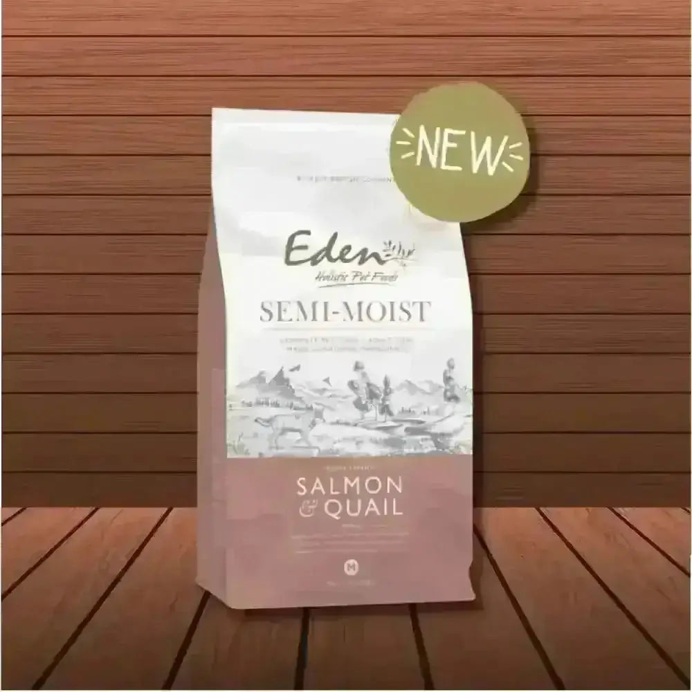Eden Semi-Moist Salmon and Quail dog food bag with amino acids hydrate for health