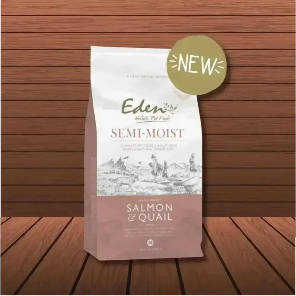 Eden Semi-Moist Salmon and Quail dog food bag with amino acids hydrate for health