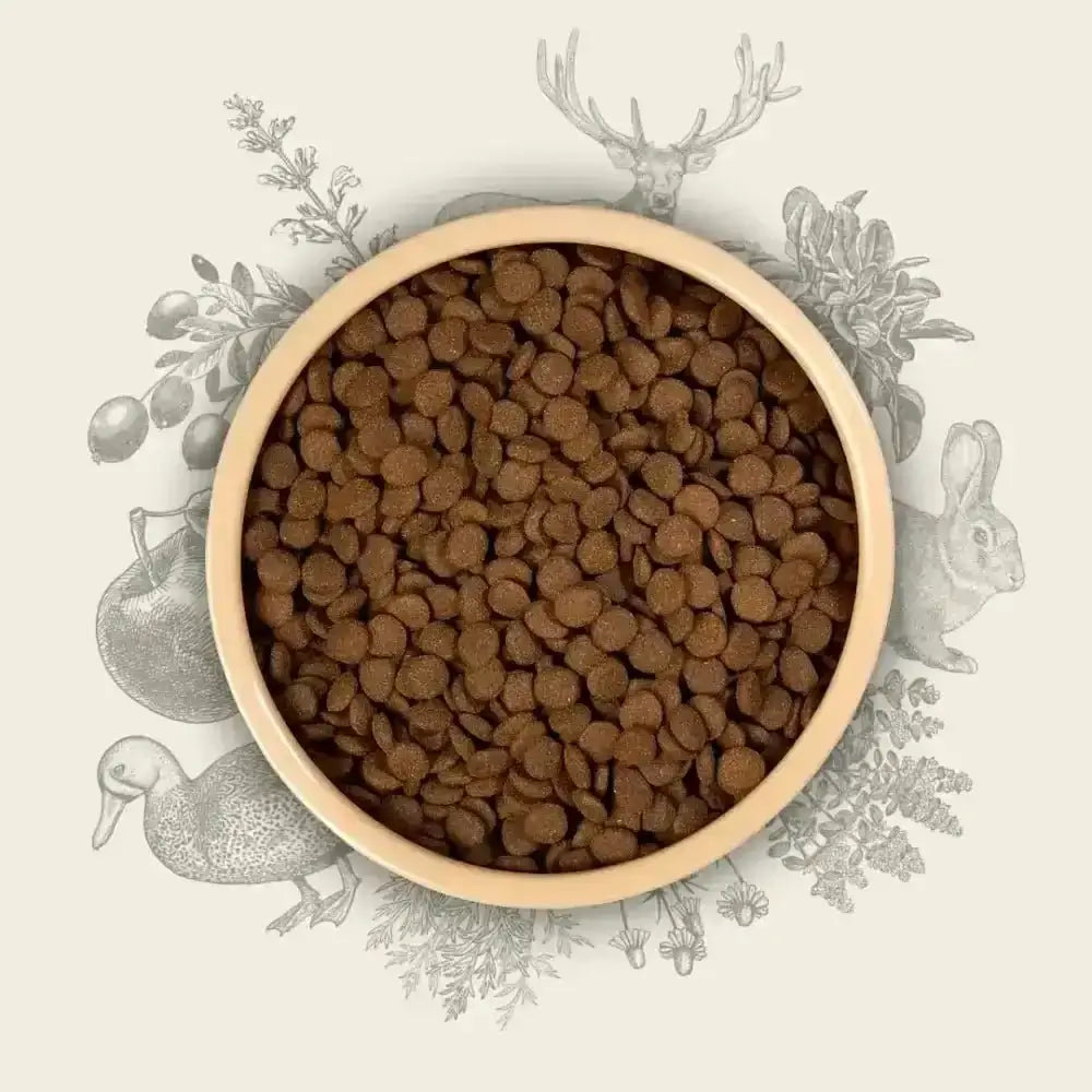 Freshly prepared Eden Working Dog Country Cuisine 15kg with forest animal illustrations