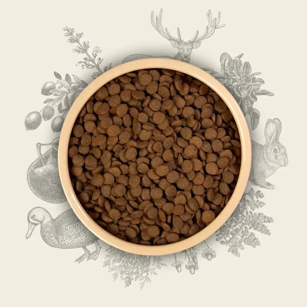 Freshly prepared Eden Working Dog Country Cuisine 15kg with forest animal illustrations