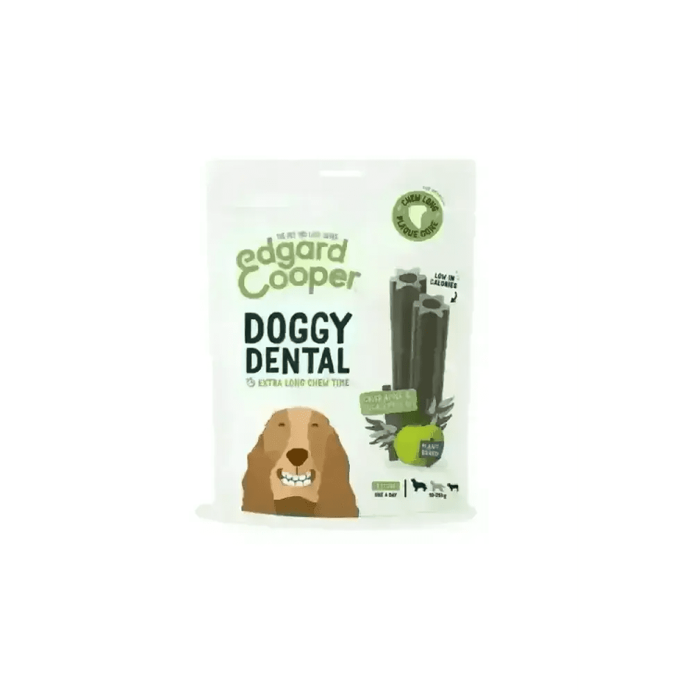 Edgard & Cooper dog grain free recipe dental sticks in brown green packaging