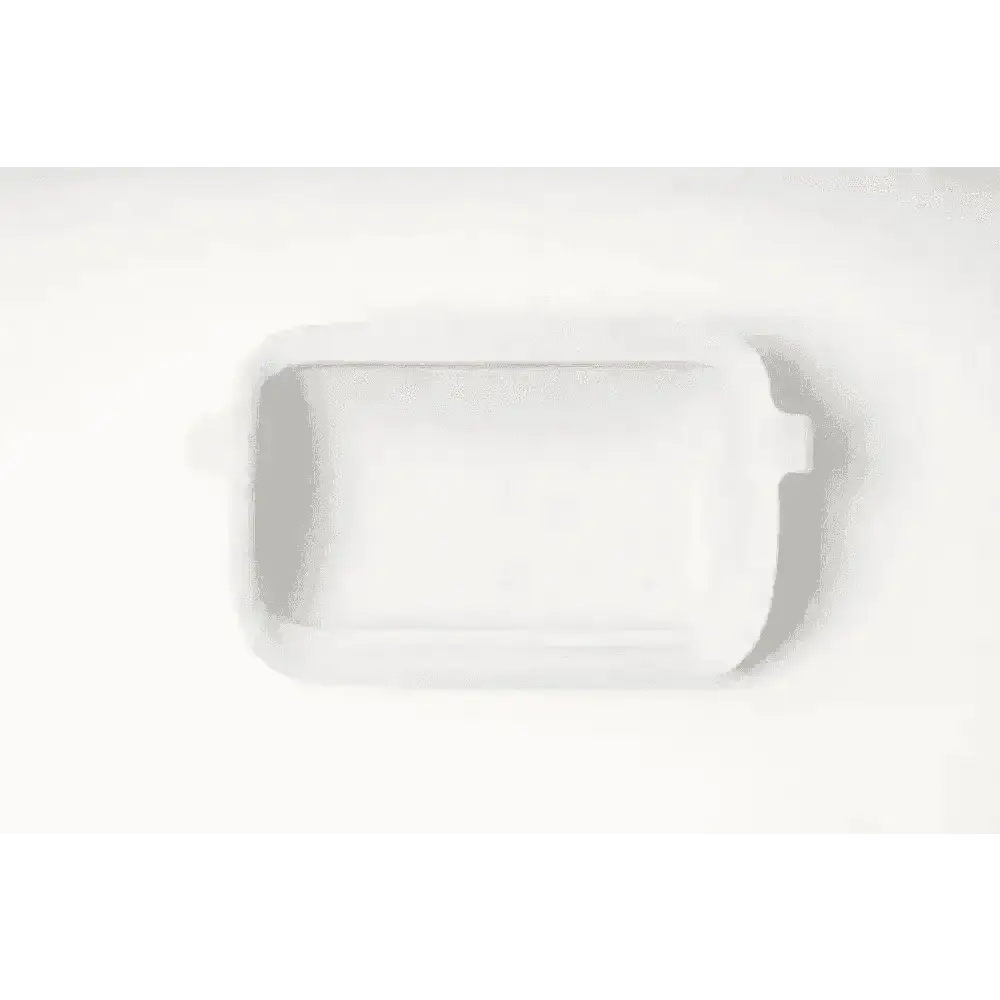 White rectangular ceramic baking dish in powder blue