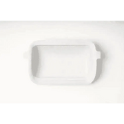 White rectangular ceramic baking dish in powder blue