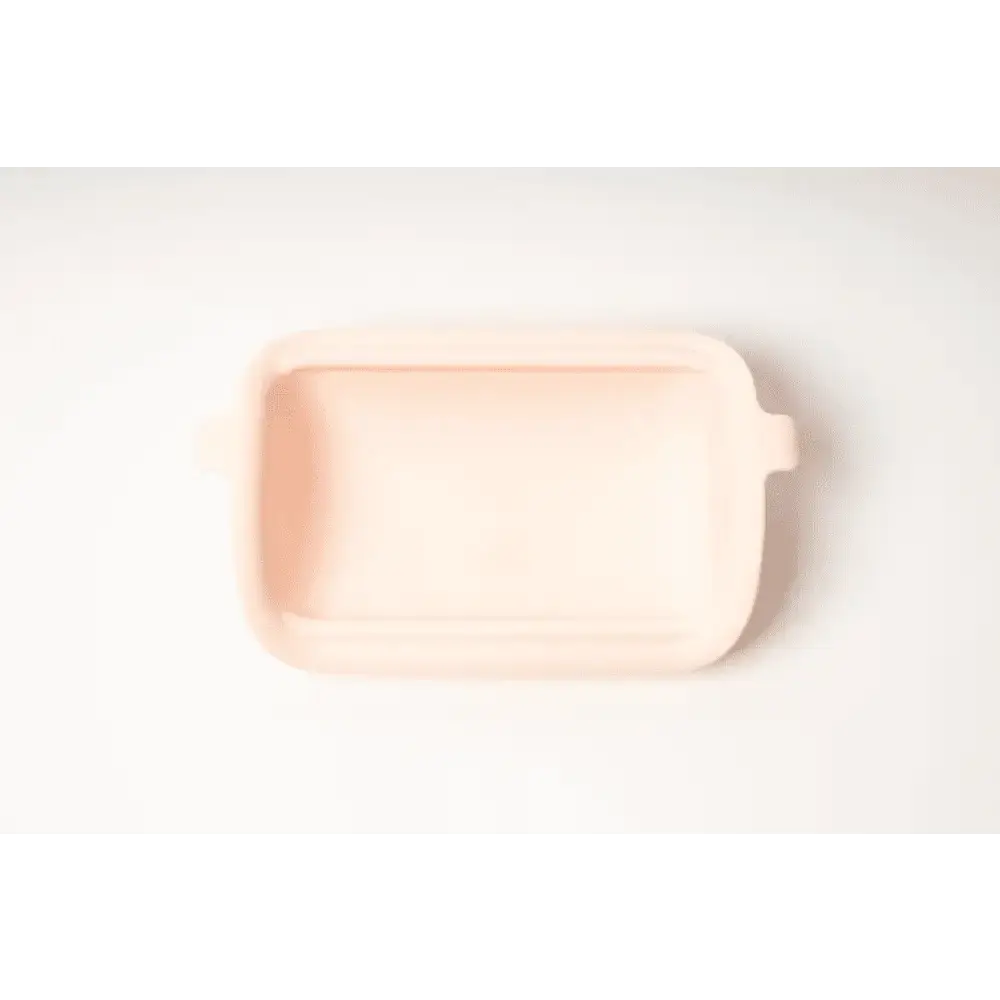 Extra Insert Rose Pink soft pink silicone baking dish with rounded corners and handles