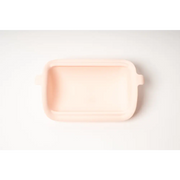 Extra Insert Rose Pink soft pink silicone baking dish with rounded corners and handles