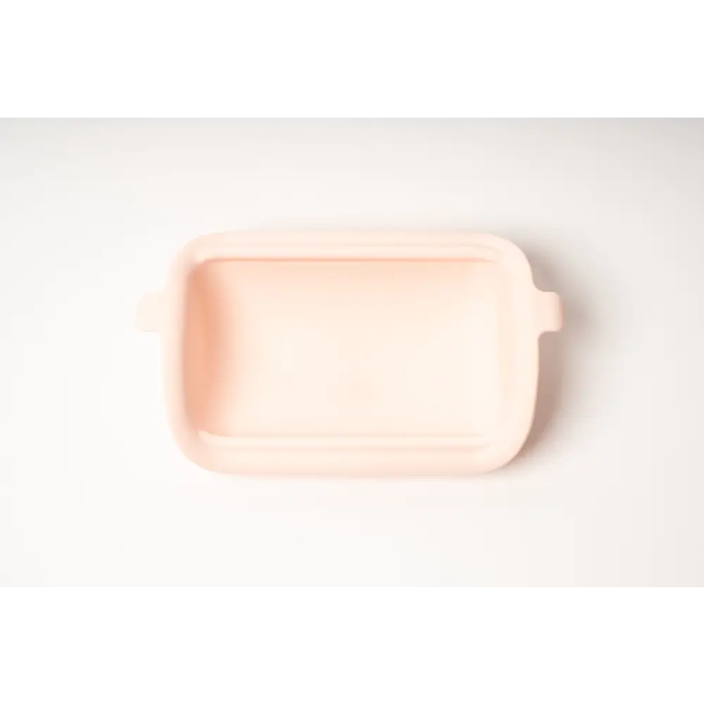 Extra Insert Rose Pink soft pink silicone baking dish with rounded corners and handles