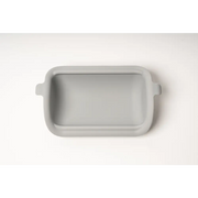 Gray silicone baking dish with handles, extra insert steel grey