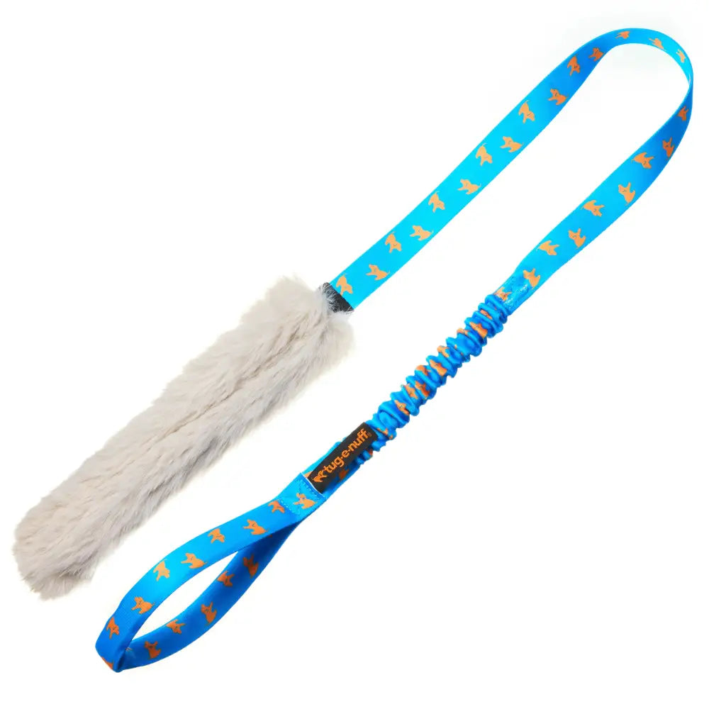 Faux Fur Bungee Chaser Tug - Royal Blue Pattern Handle - Tug Toy