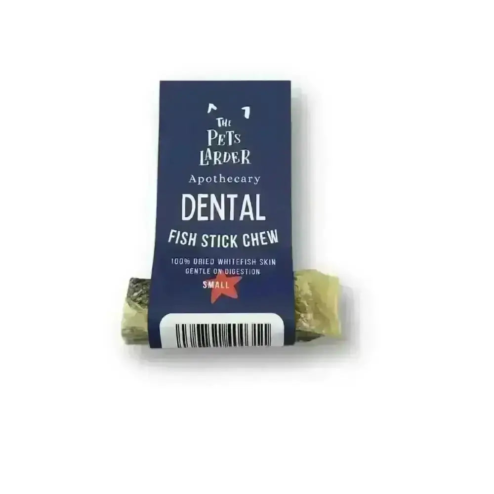 Small fish stick chew for dogs made of 100% dried whitefish skin, perfect fish stick chews