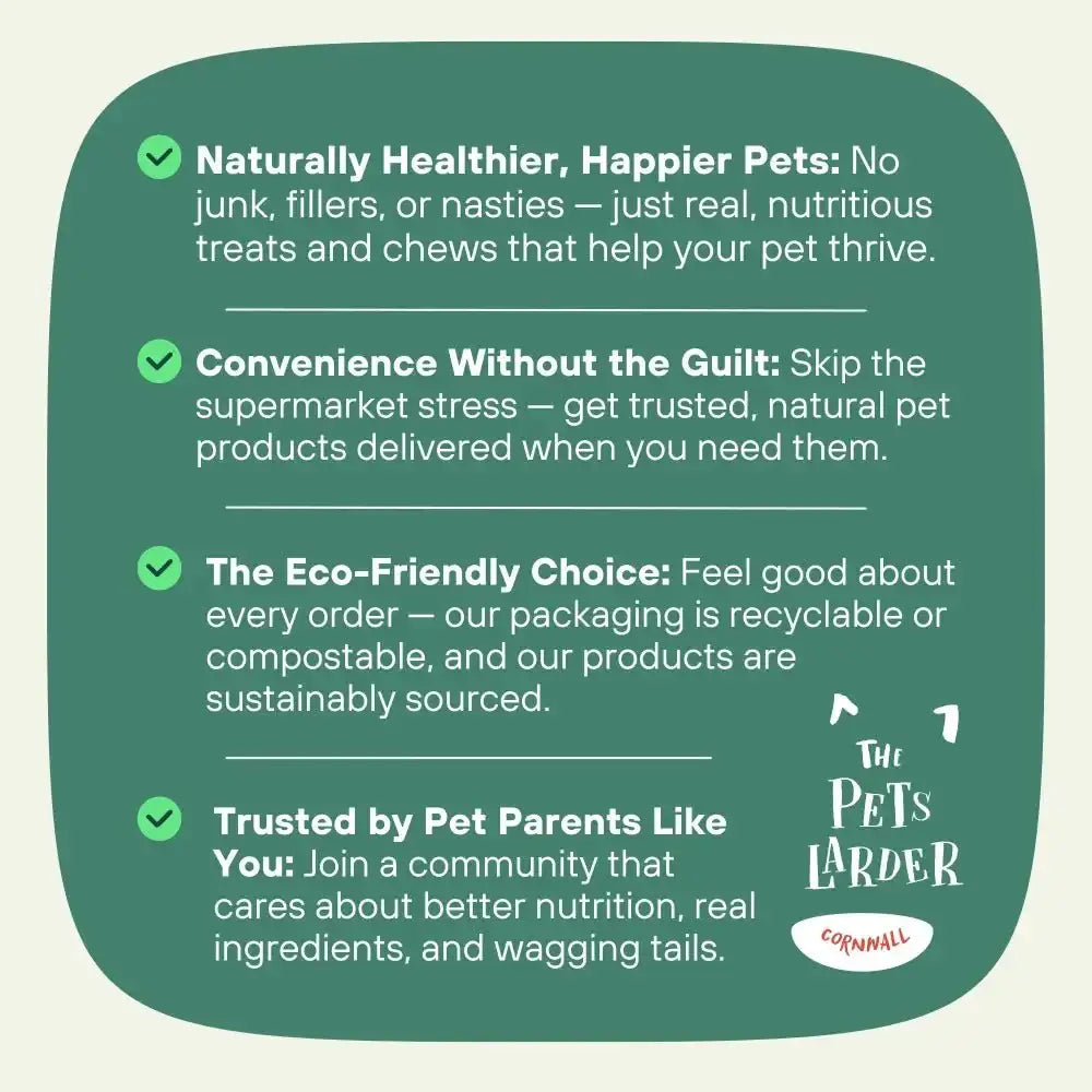 Green Fish Twirl Chew For Dogs packaging with benefits and checkmarks, 1kg bag