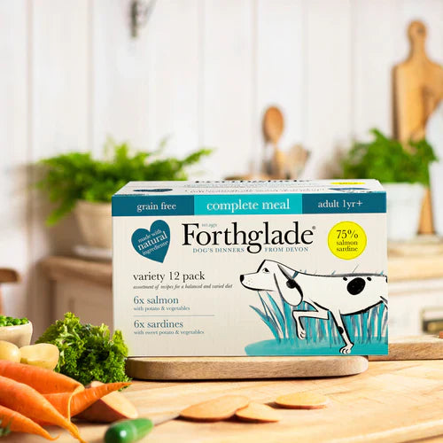 Forthglade Complete Adult Grain Free Variety Pack - Salmon & Sardines - Natural Wet Dog Food
